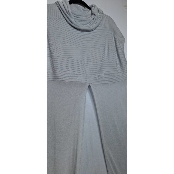 ST Studio Lagenlook Long Split Front Tunic Medium Ribbed Knit Gray Cowl Neck - Picture 6 of 9